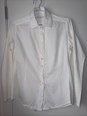 Jill McGowan White Subtle Stripe Button-Up Shirt size S